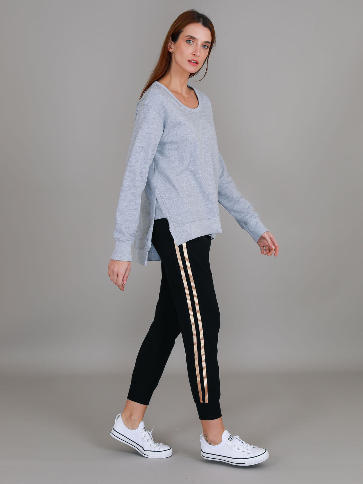 grey marle sweatshirt side split