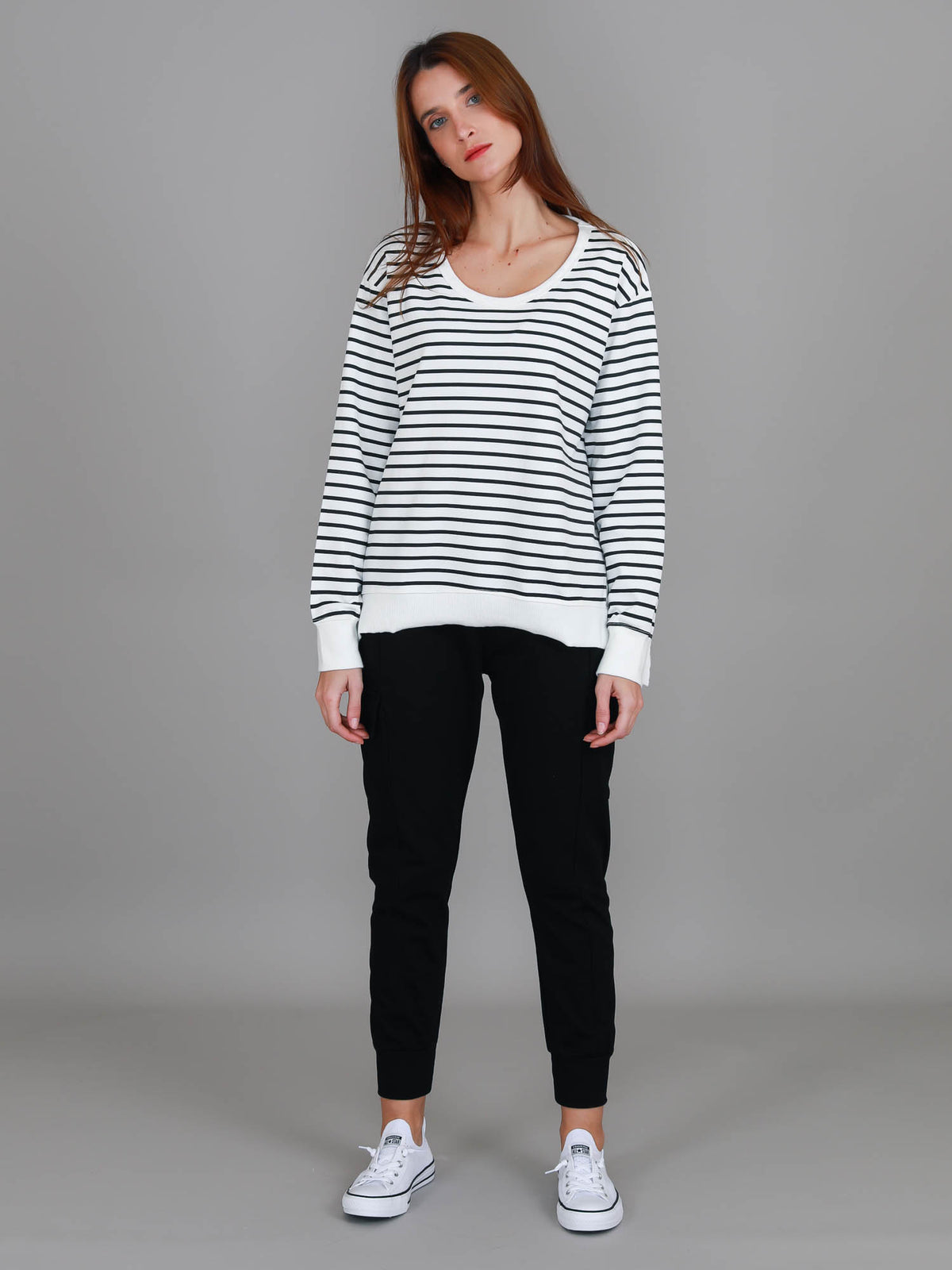 stripe french terry sweatshirt