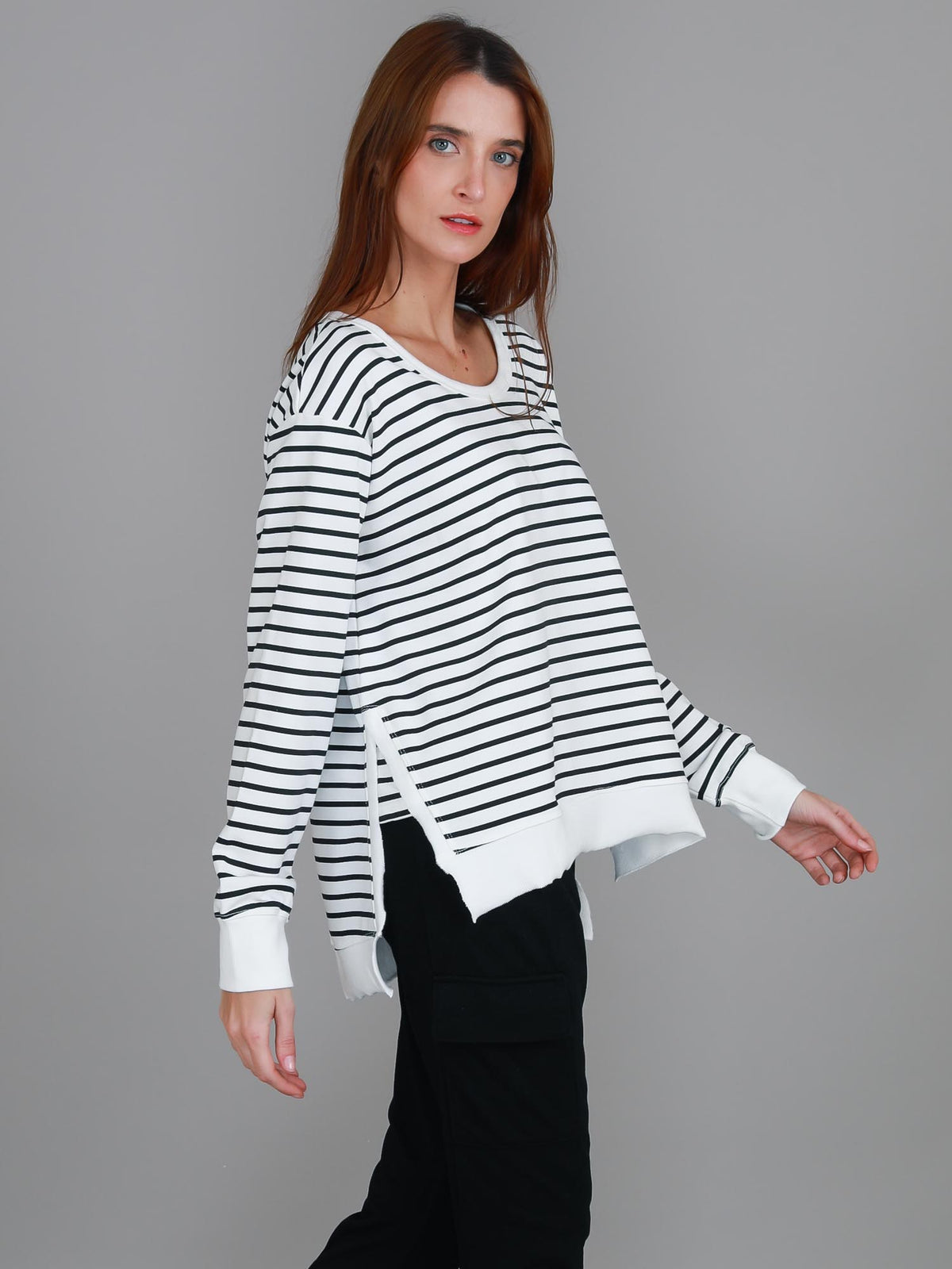 striped crew sweatshirt women