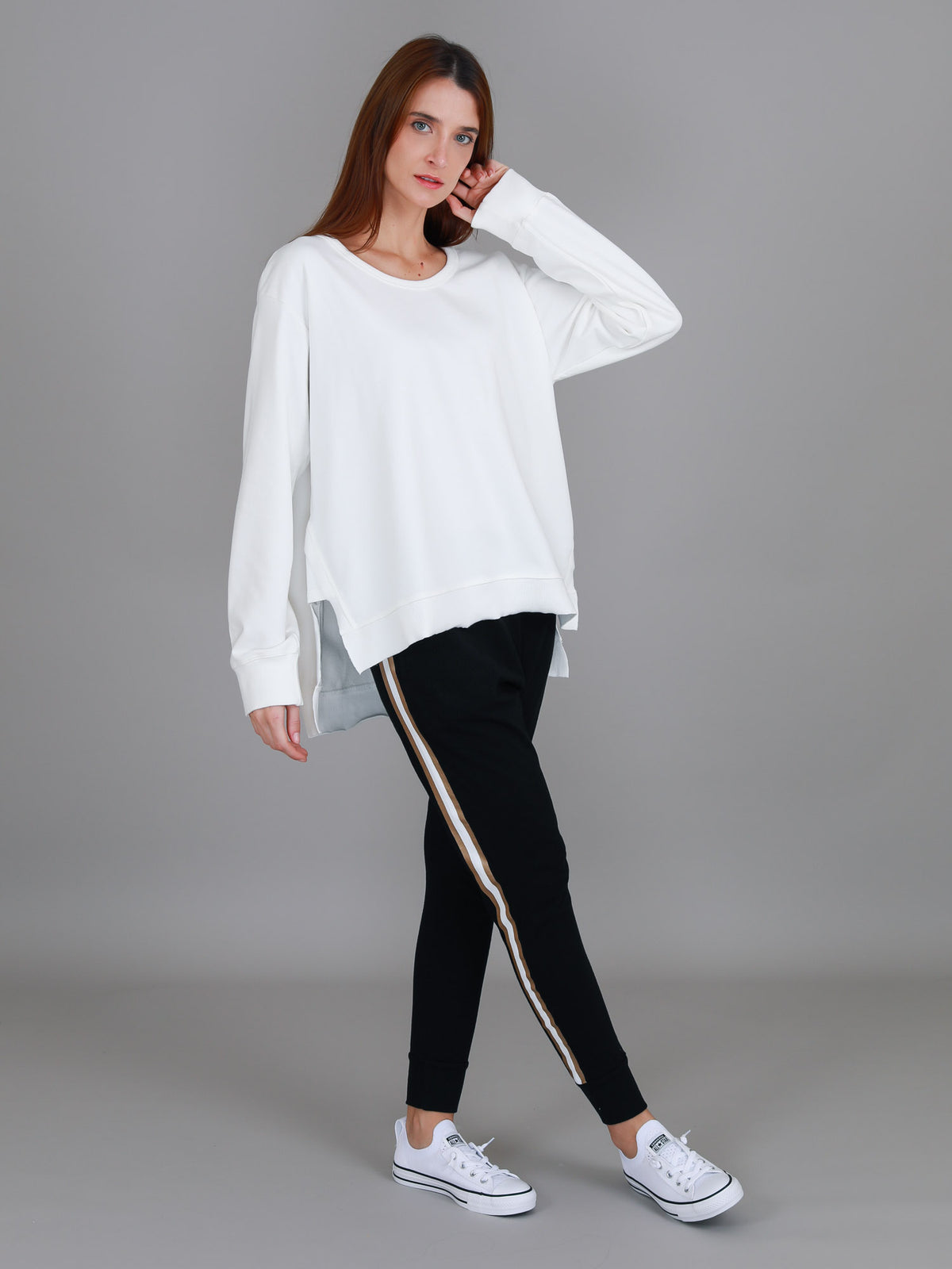 white french terry sweatshirt