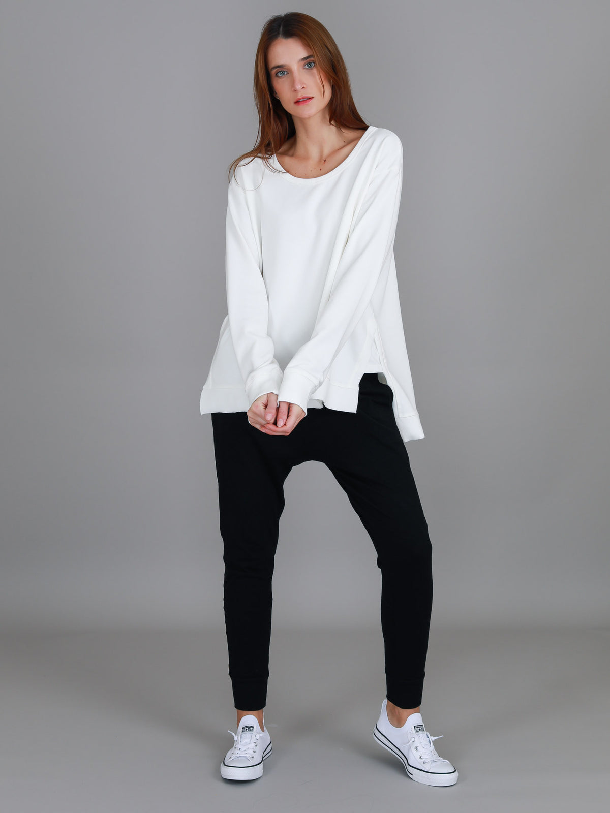 white crew sweatshirt women