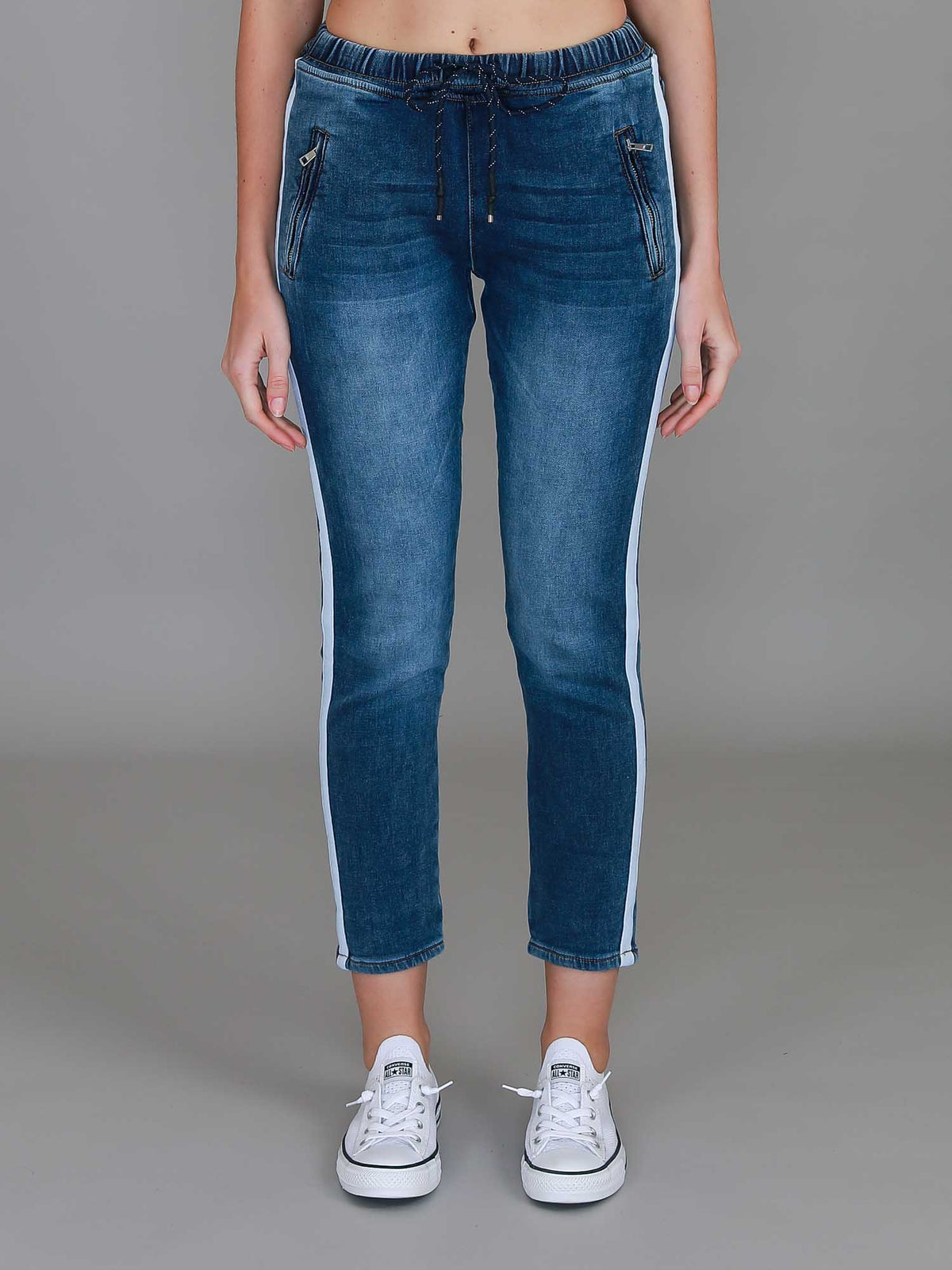 faded denim joggers