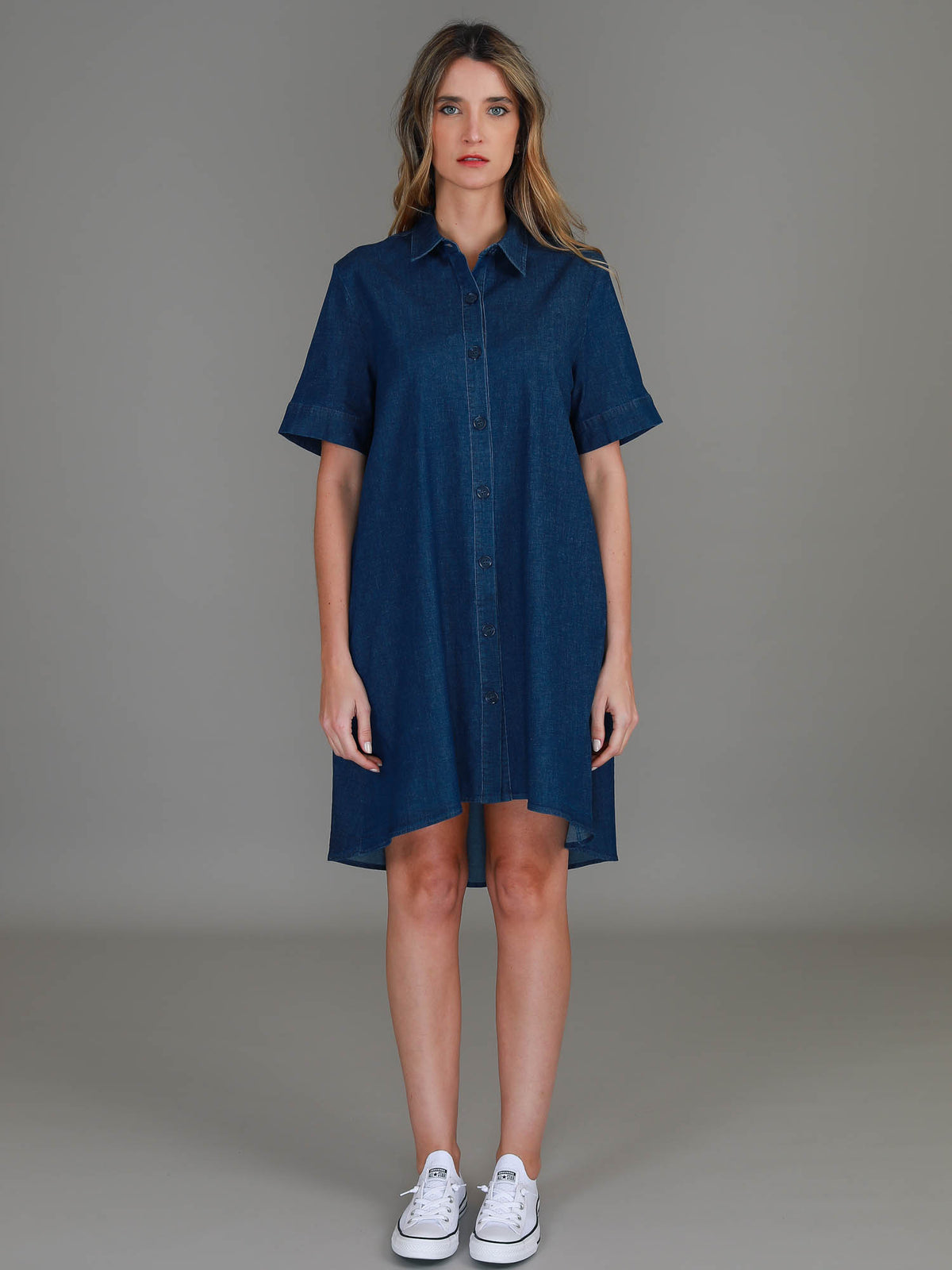 short sleeve denim dress