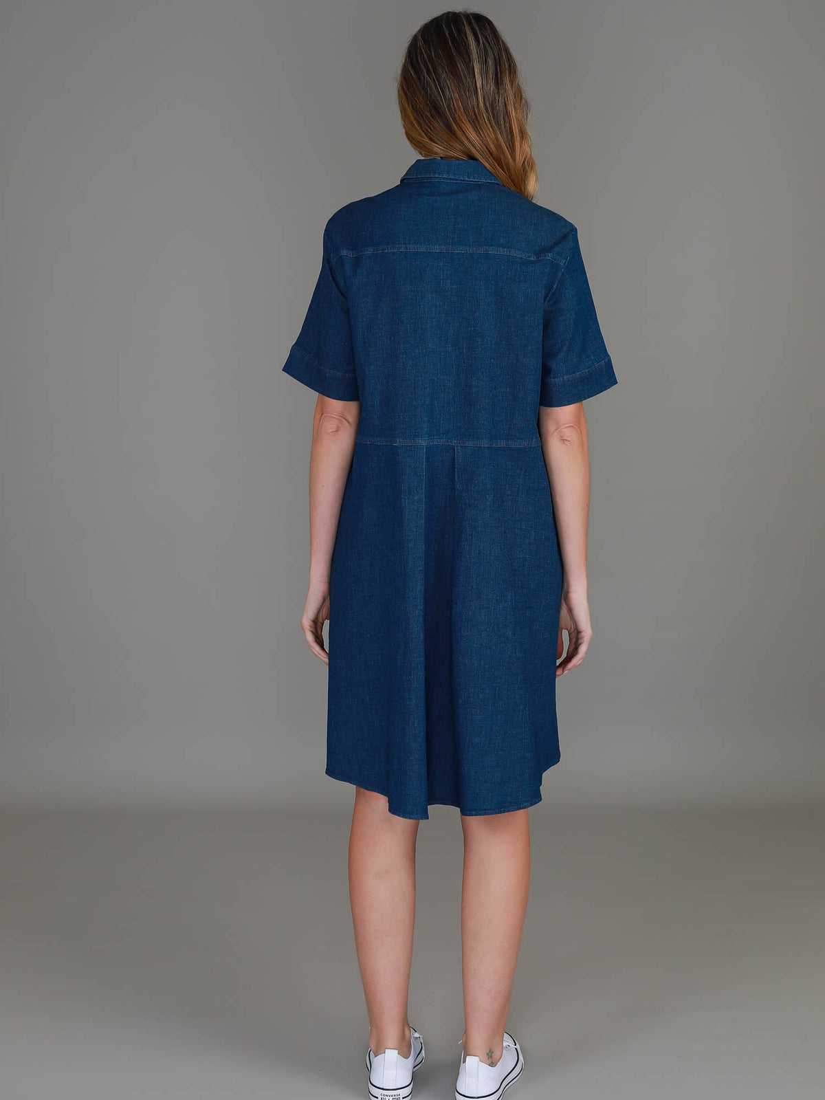knee length denim dress
