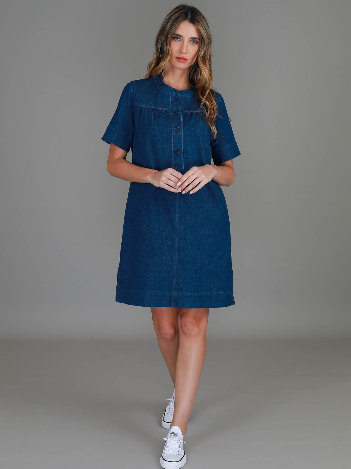 denim dress side split