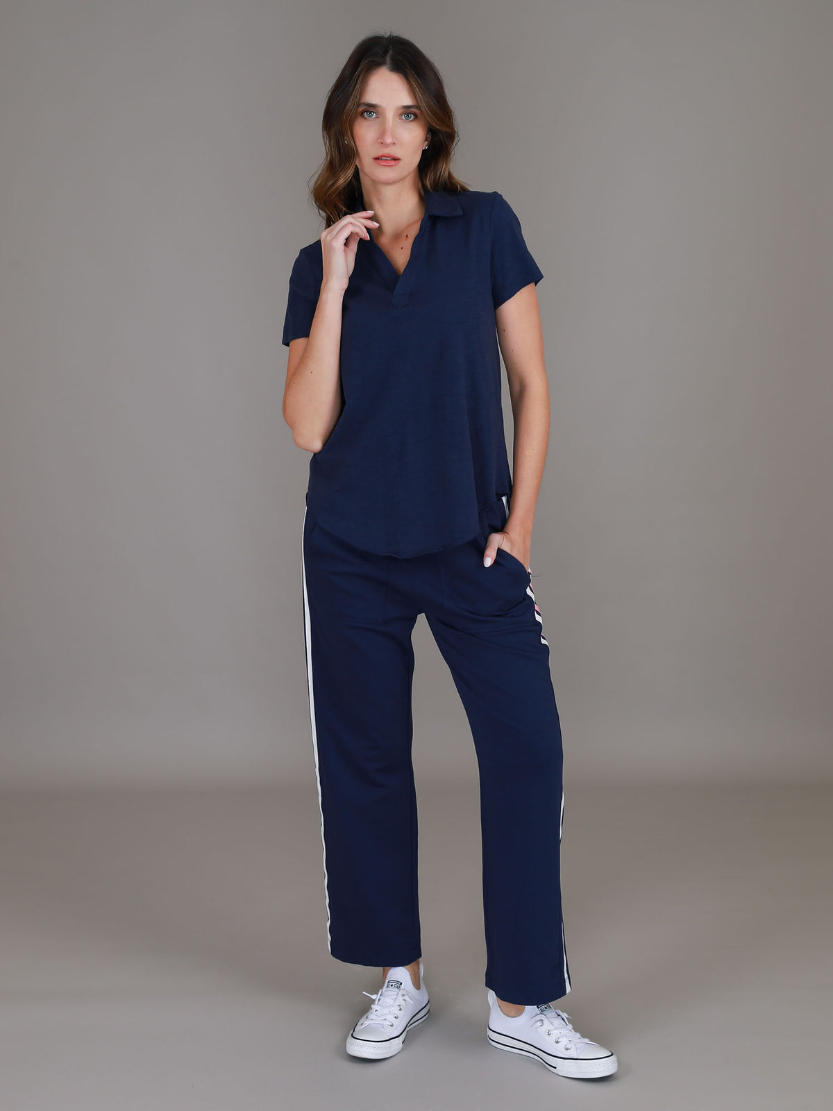 navy polo tee women #color_deep navy