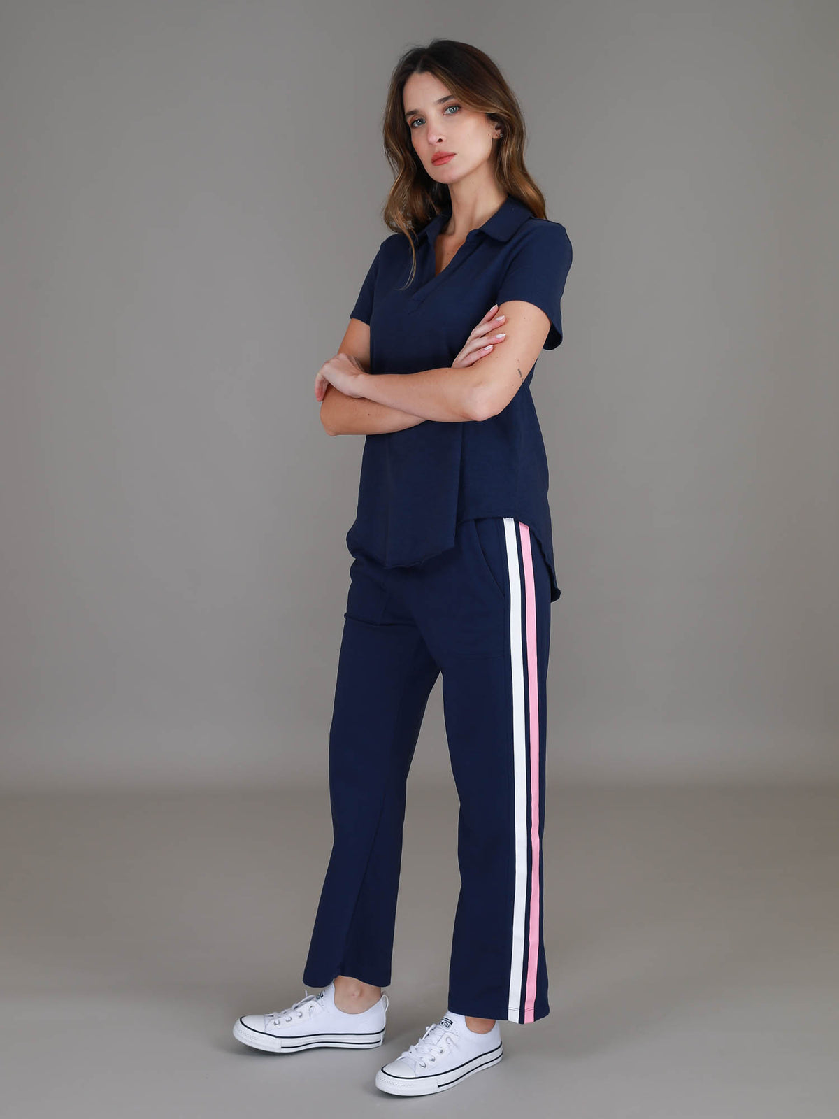 navy polo t shirt women #color_deep navy