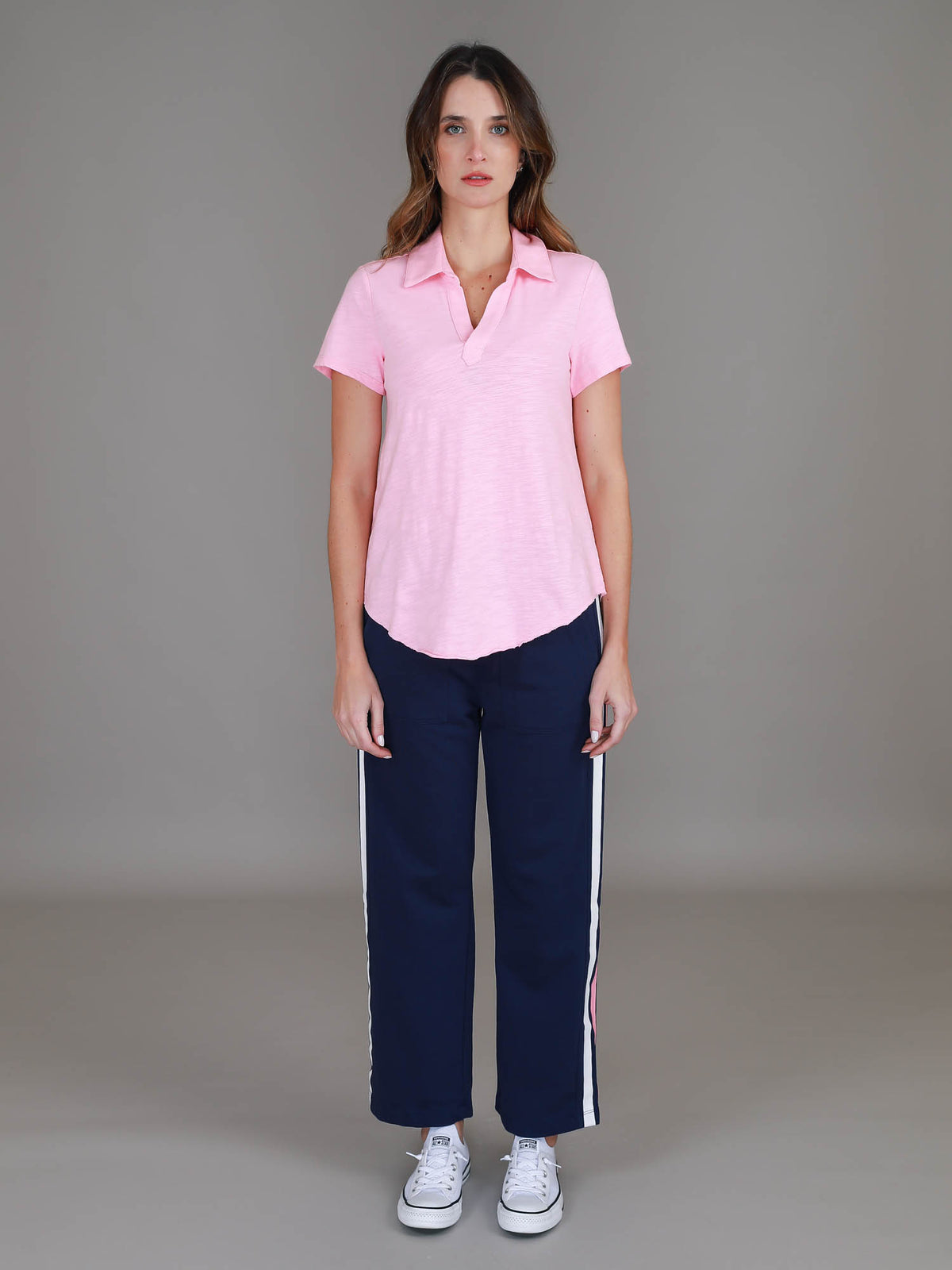 pink polo tee women #color_powder pink