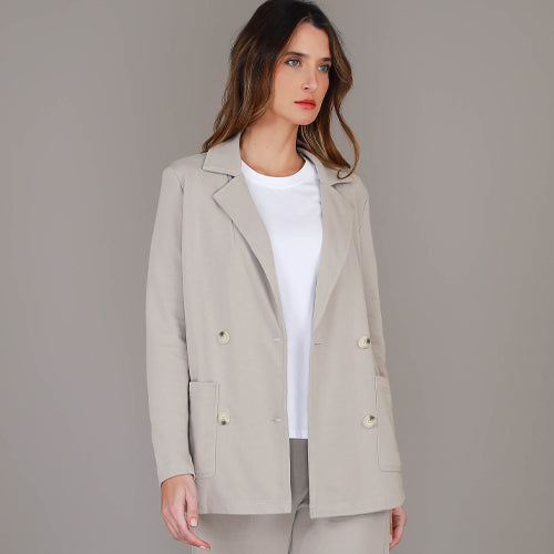 Casey | Women's Double Breasted Blazer Jacket – Cotton French Terry size guide