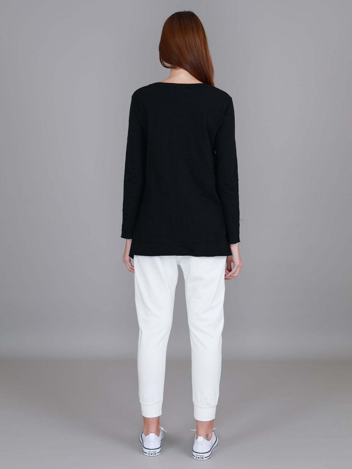 black side split long sleeve tee