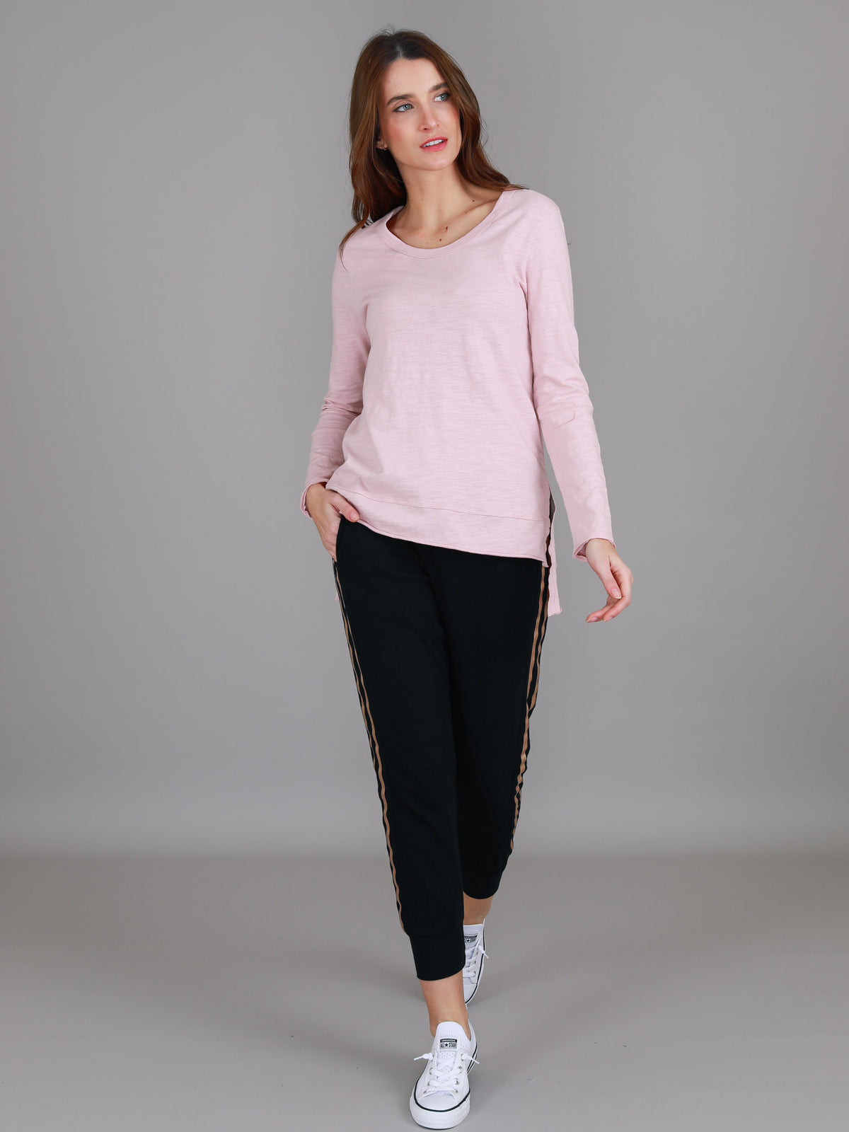 long sleeve pink top