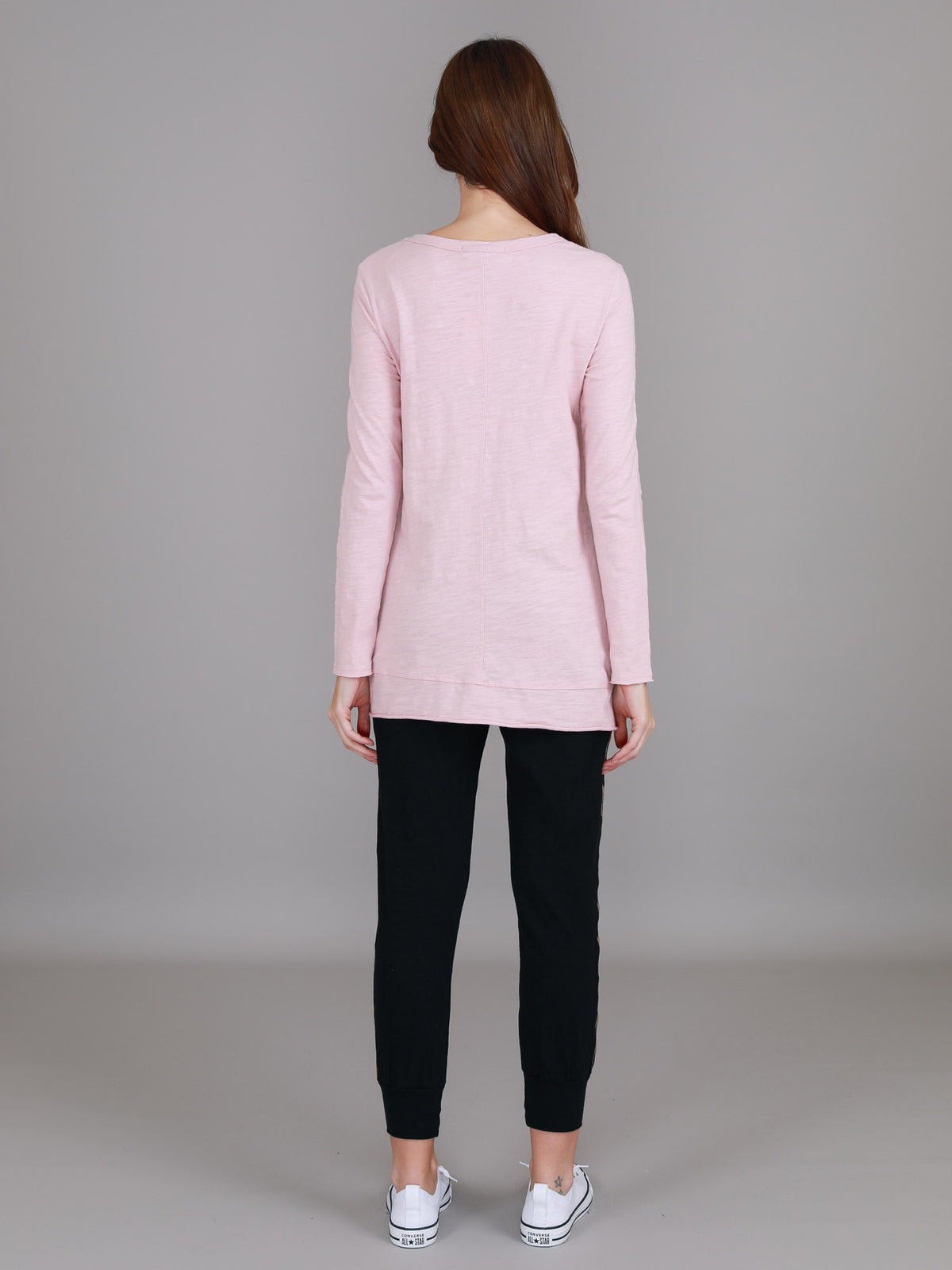 blush pink scoop long sleeve tee