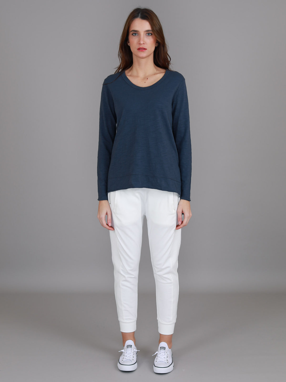 navy blue long sleeve t shirt women's