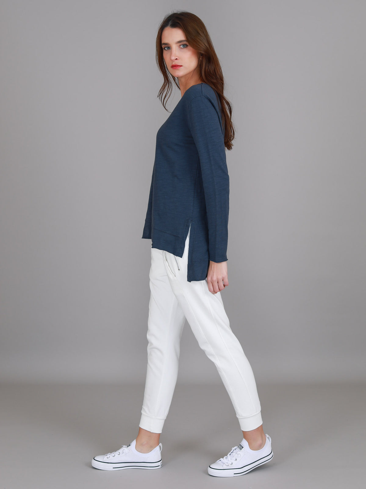 long sleeve navy t shirt