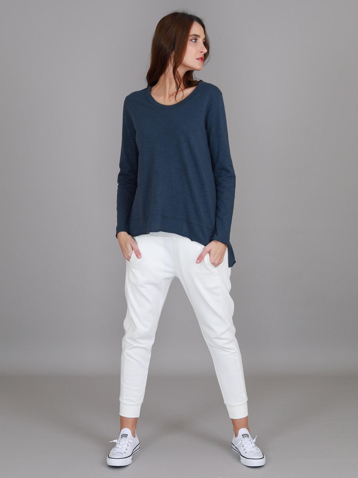long sleeve t shirt navy blue