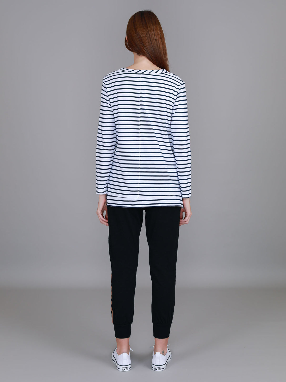 navy stripe long sleeve top