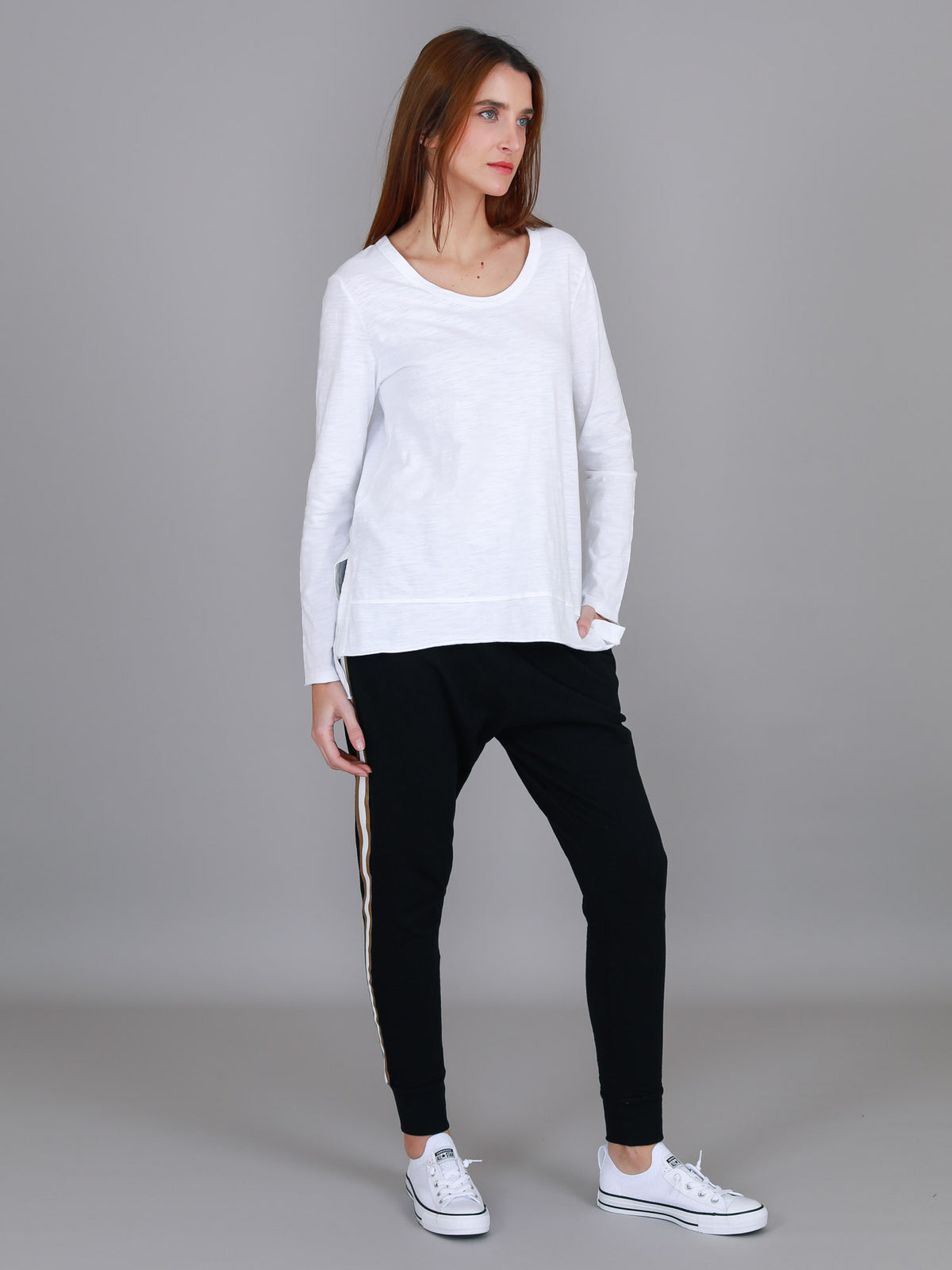 white long sleeve tee slub