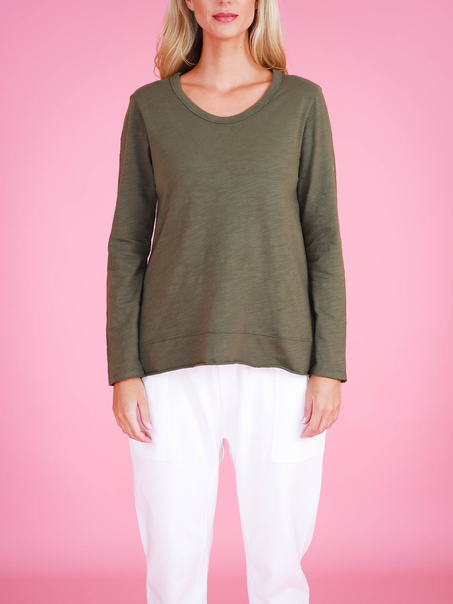 womens t shirts long length #color_khaki