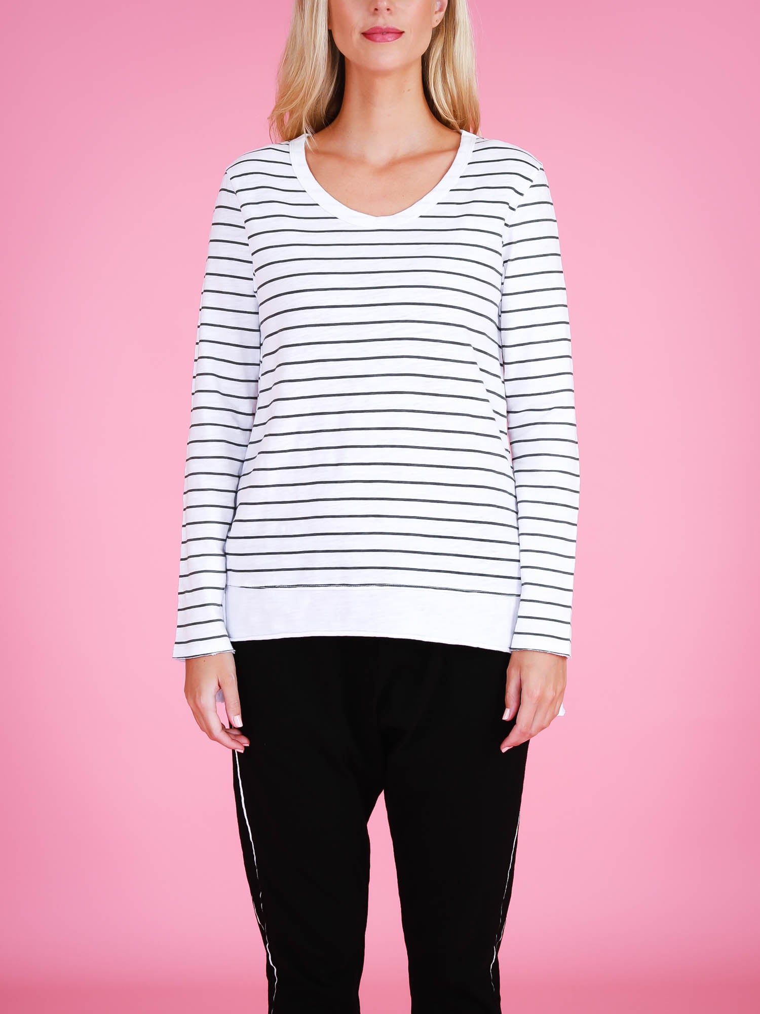 long sleeve striped top #color_stripe