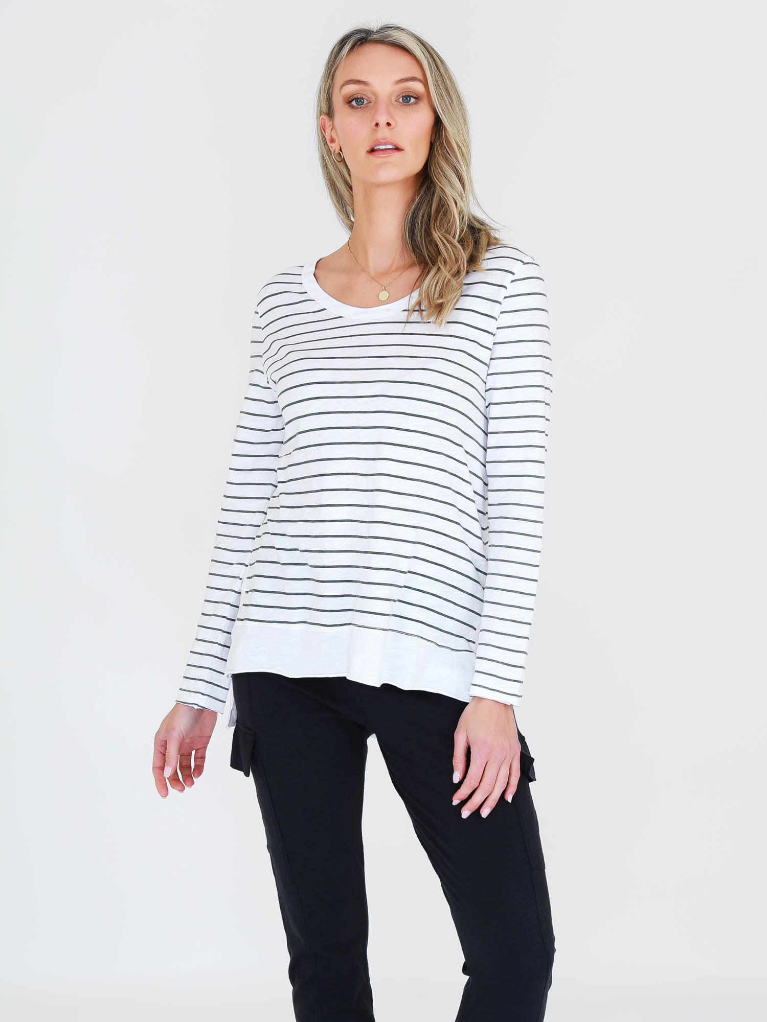 long sleeve striped top #color_stripe
