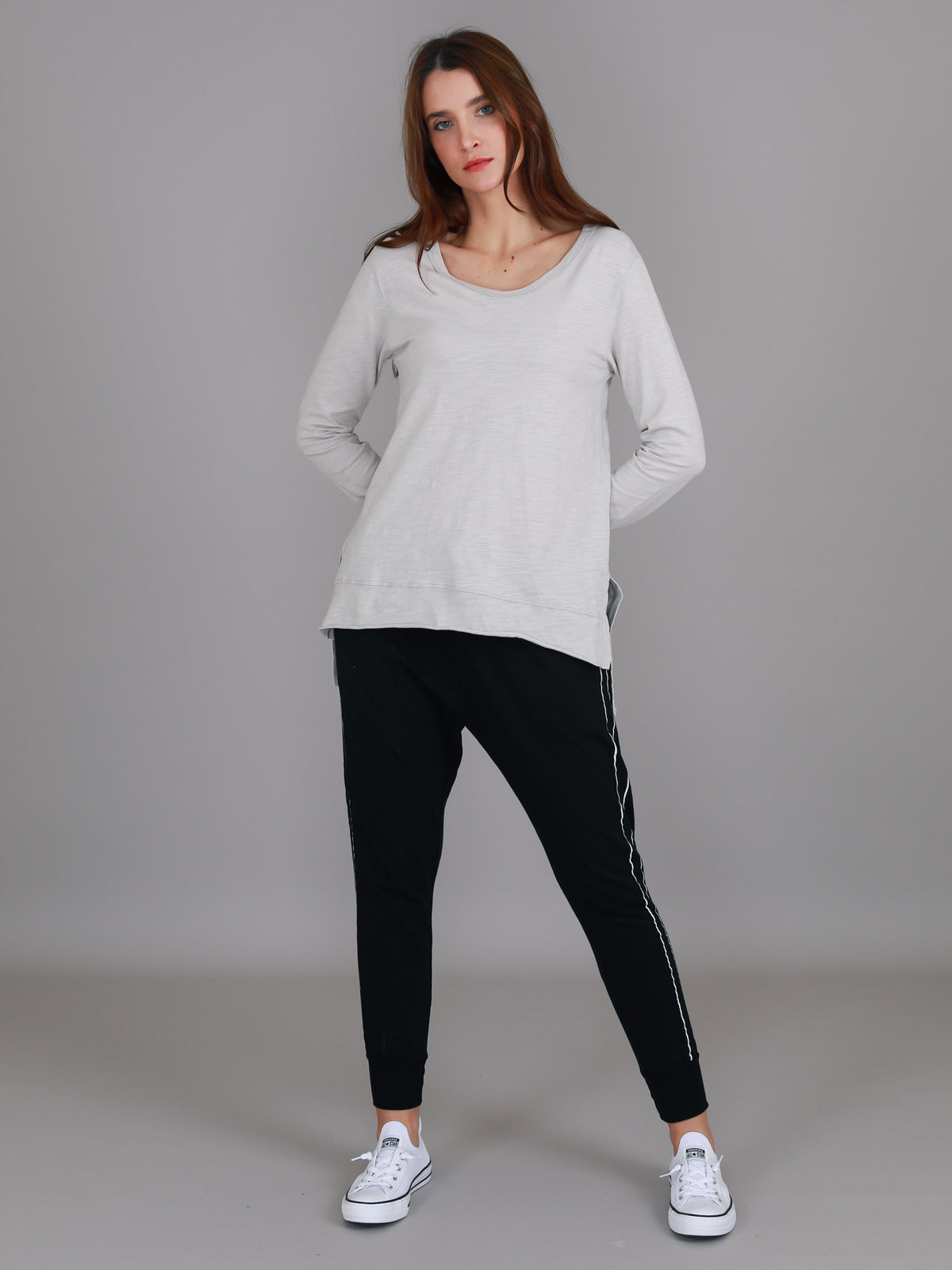 beige long sleeve top women's