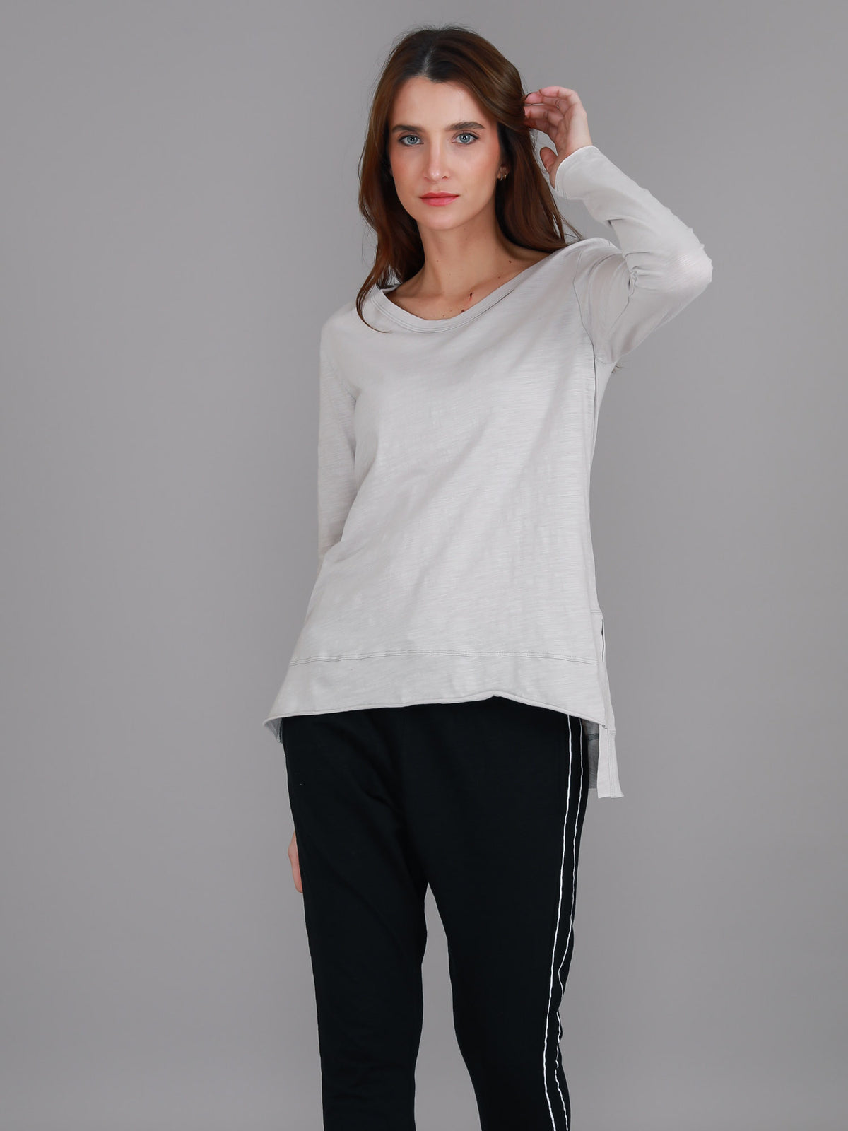 beige top long sleeve