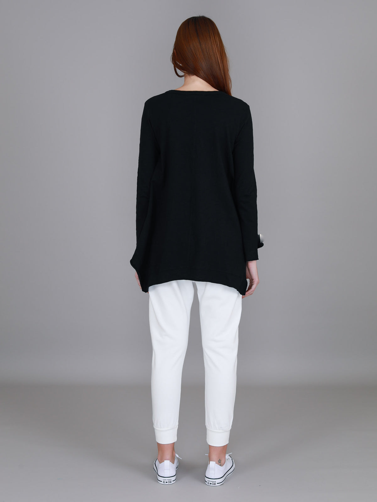 black longline asymmetric tee