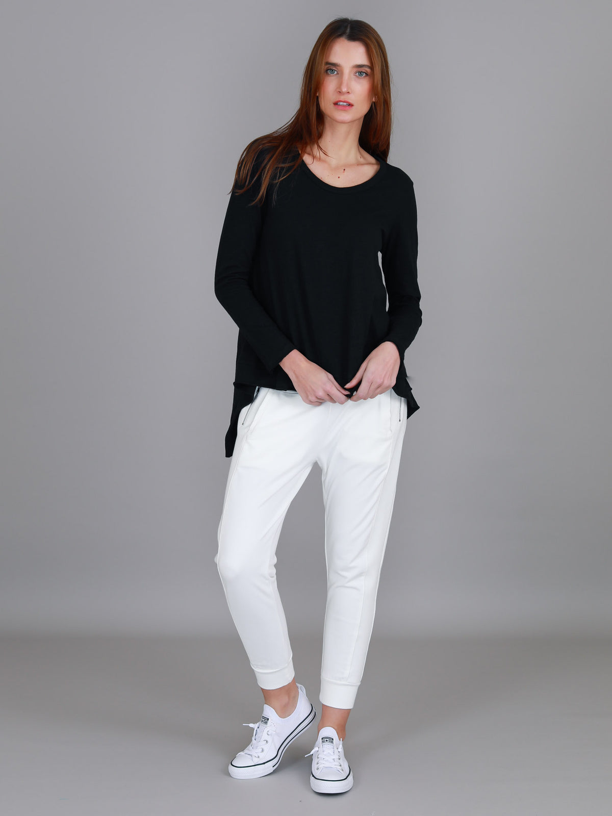 black scoop asymmetric tee