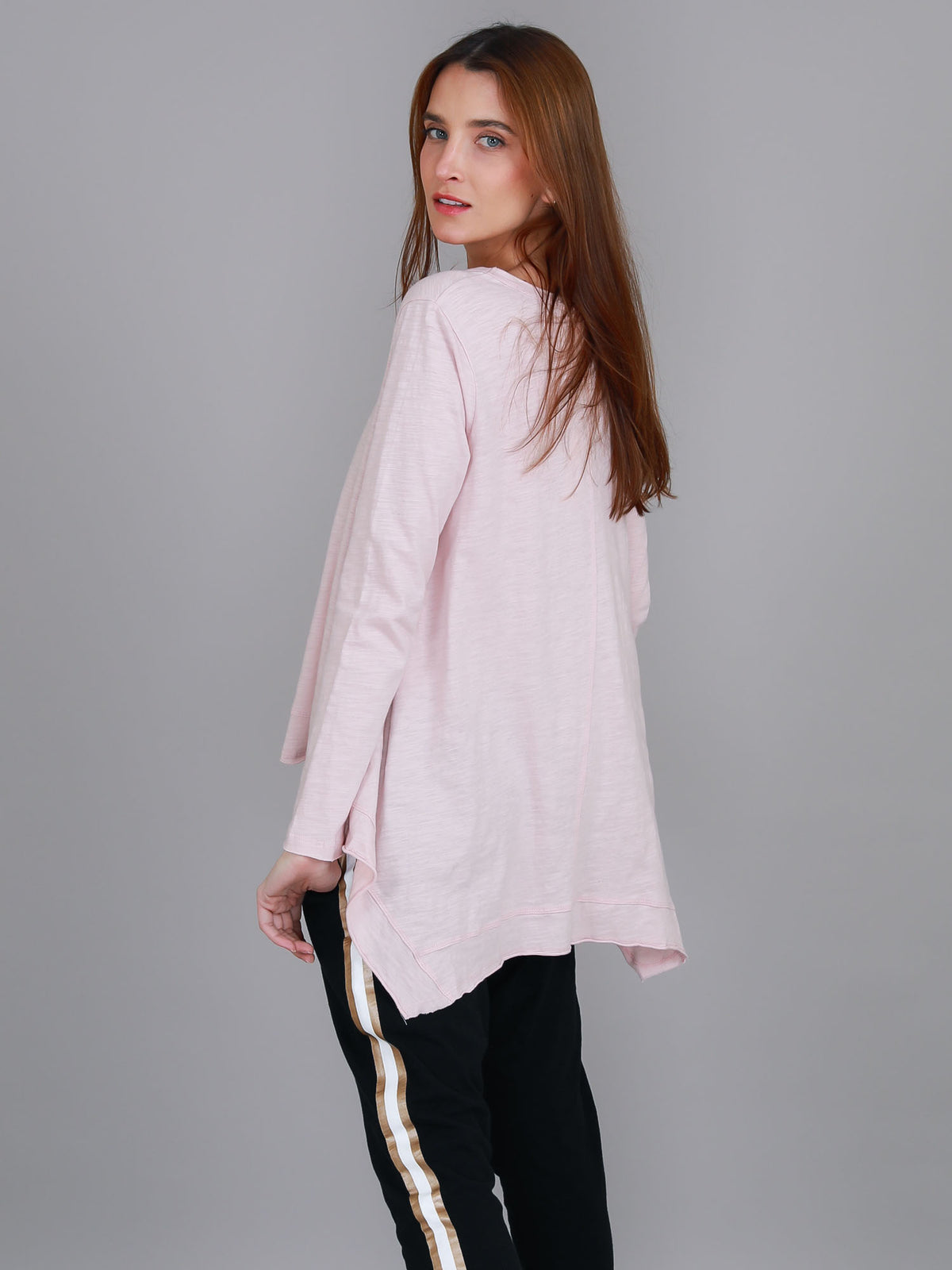 blush high low asymmetric tee