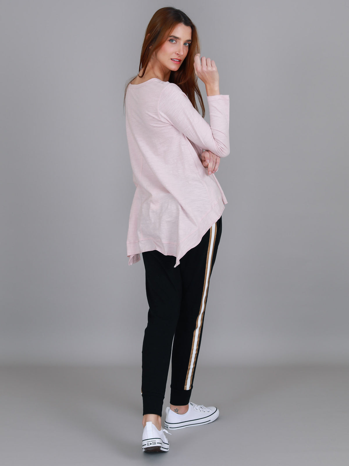 blush scoop asymmetric tee
