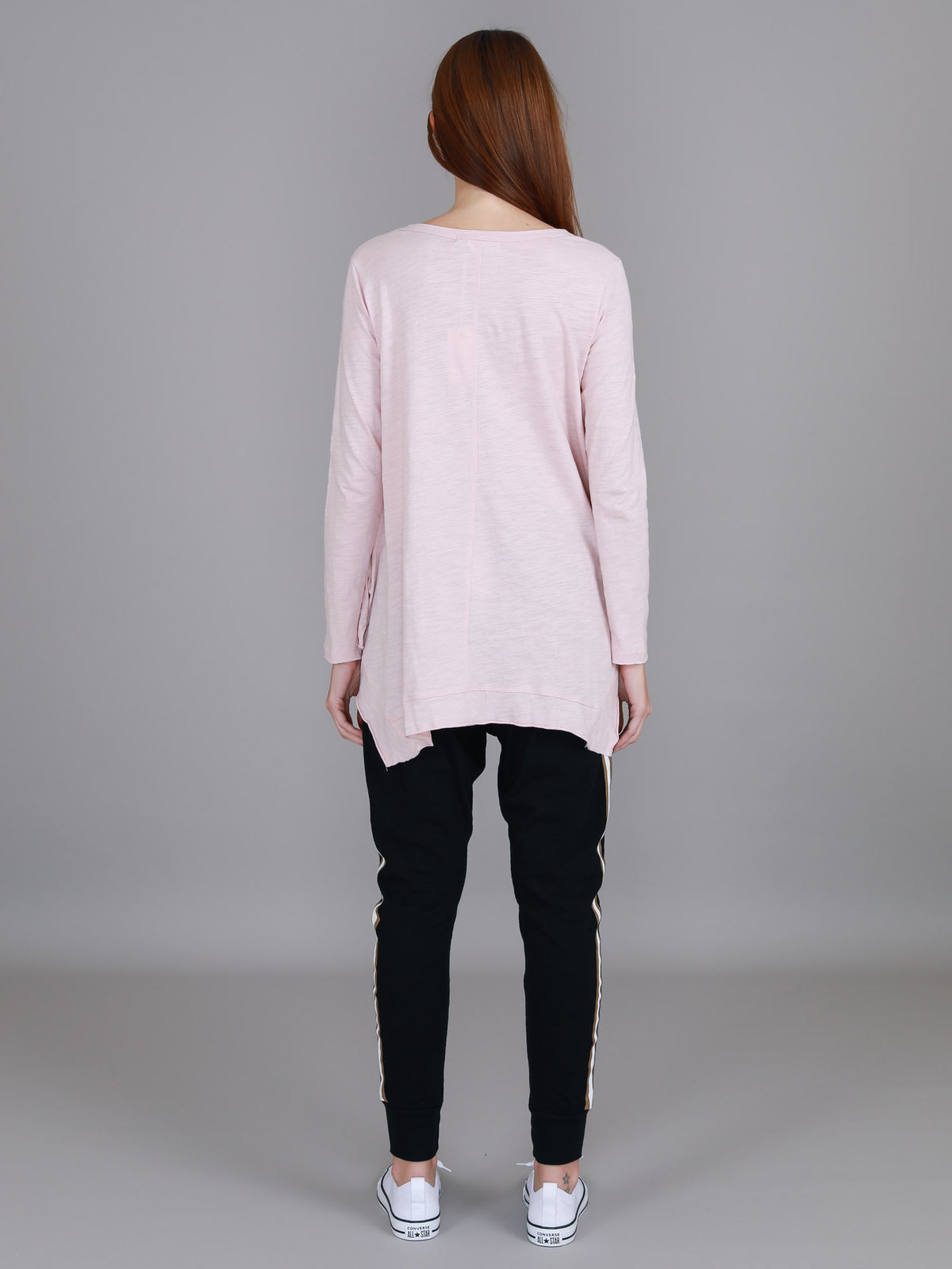 blush marle longline asymmetric tee