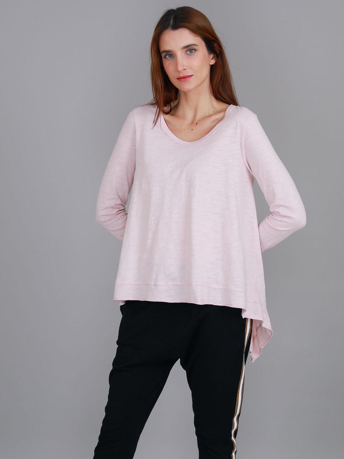 pink asymmetric hem top