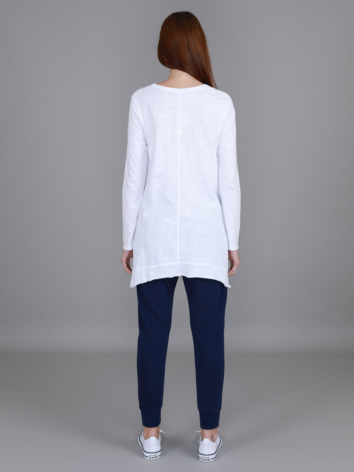 white longline asymmetric tee