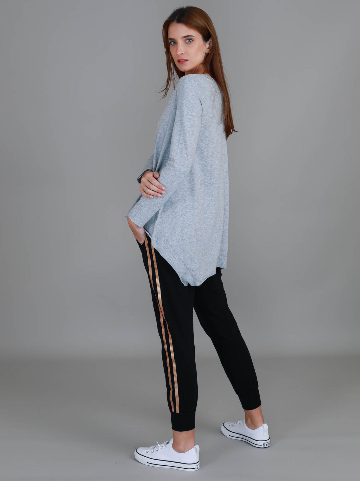 grey asymmetric hem top
