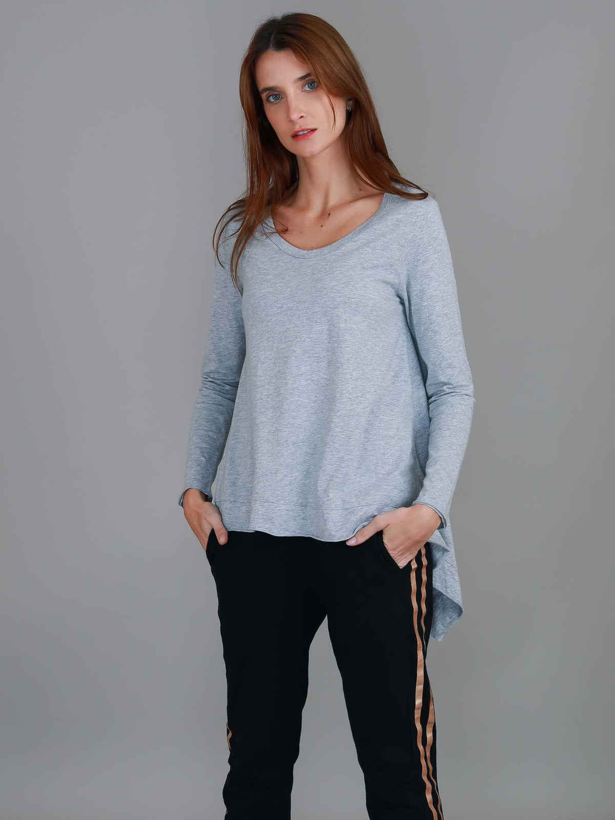 grey marle asymmetric hem tee