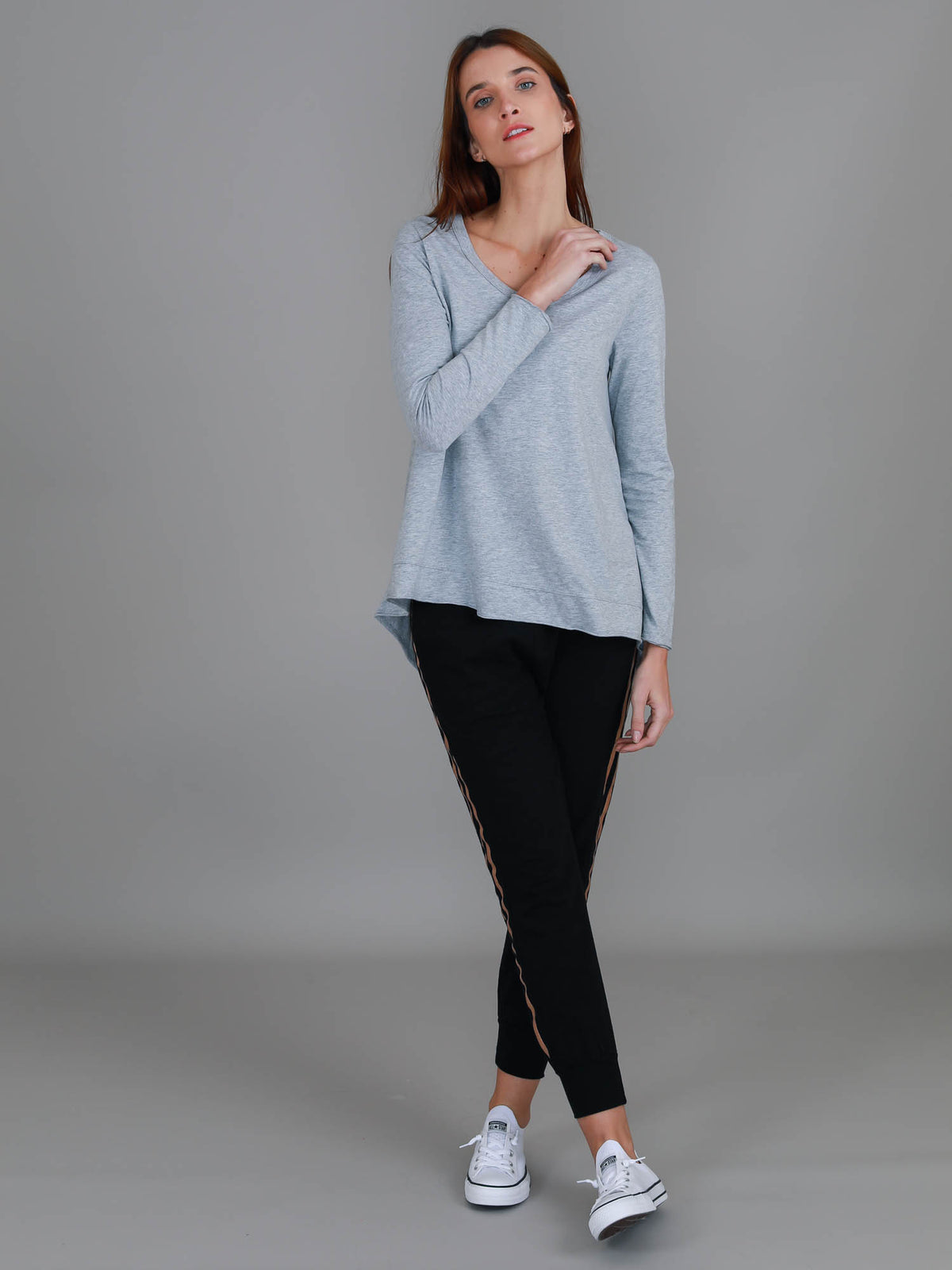 grey asymmetric long sleeve tee