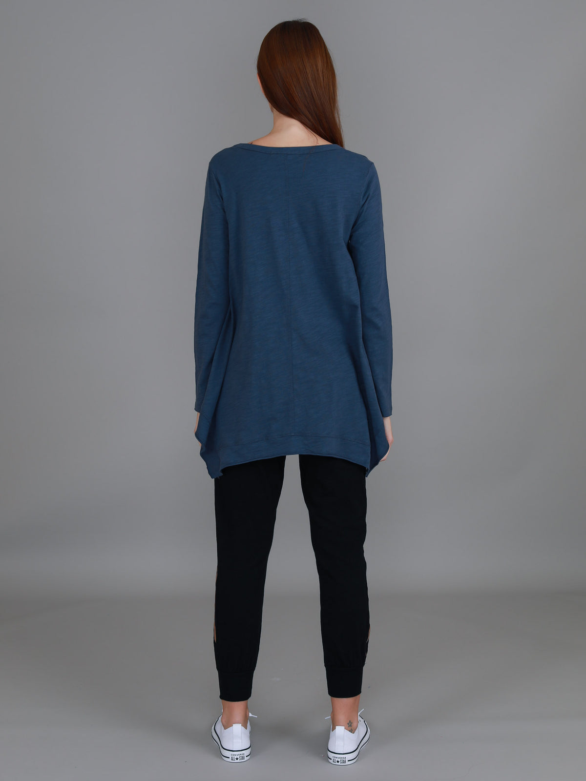 indigo longline asymmetric tee