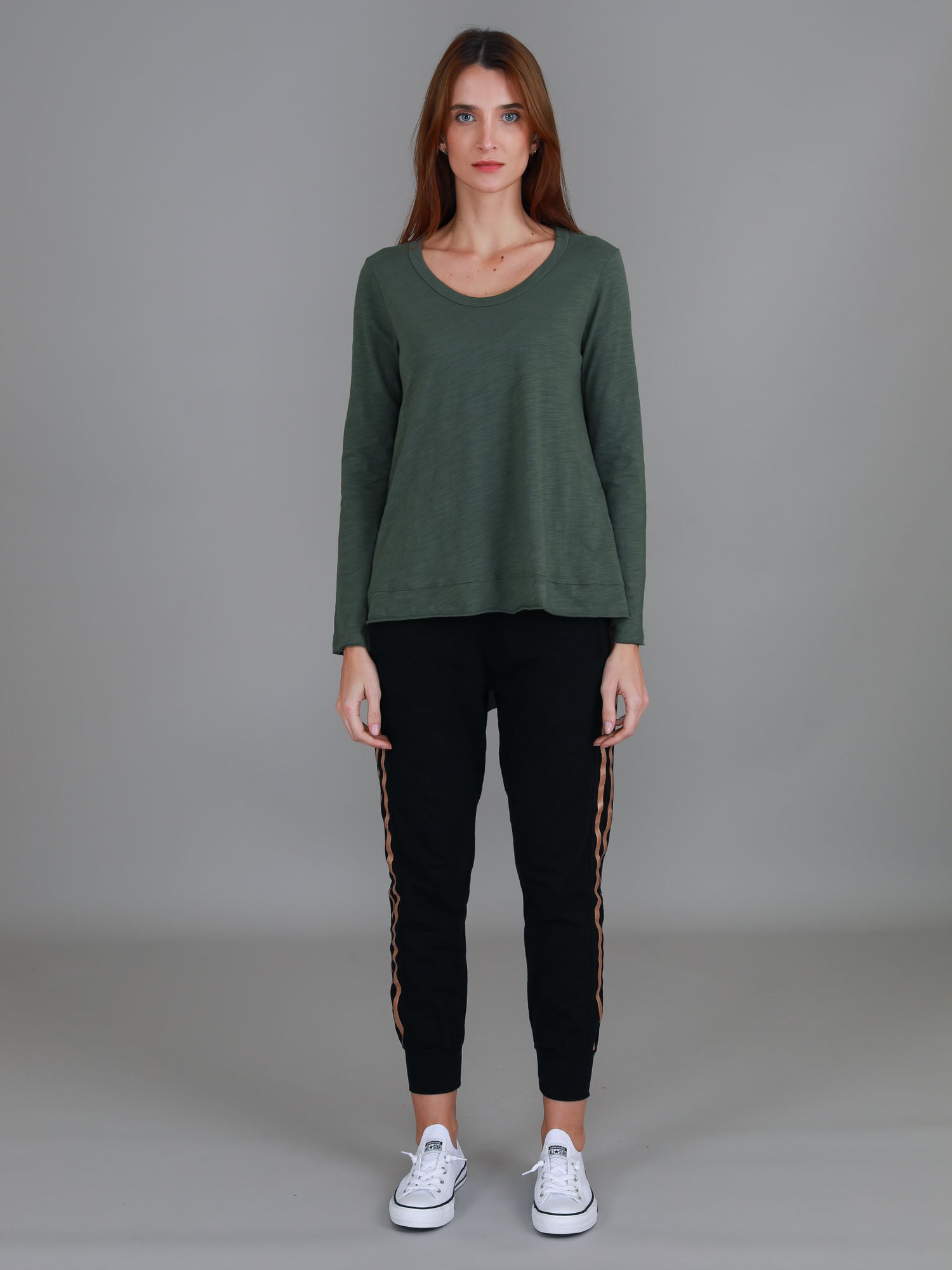 asymmetrical top long sleeve #color_khaki