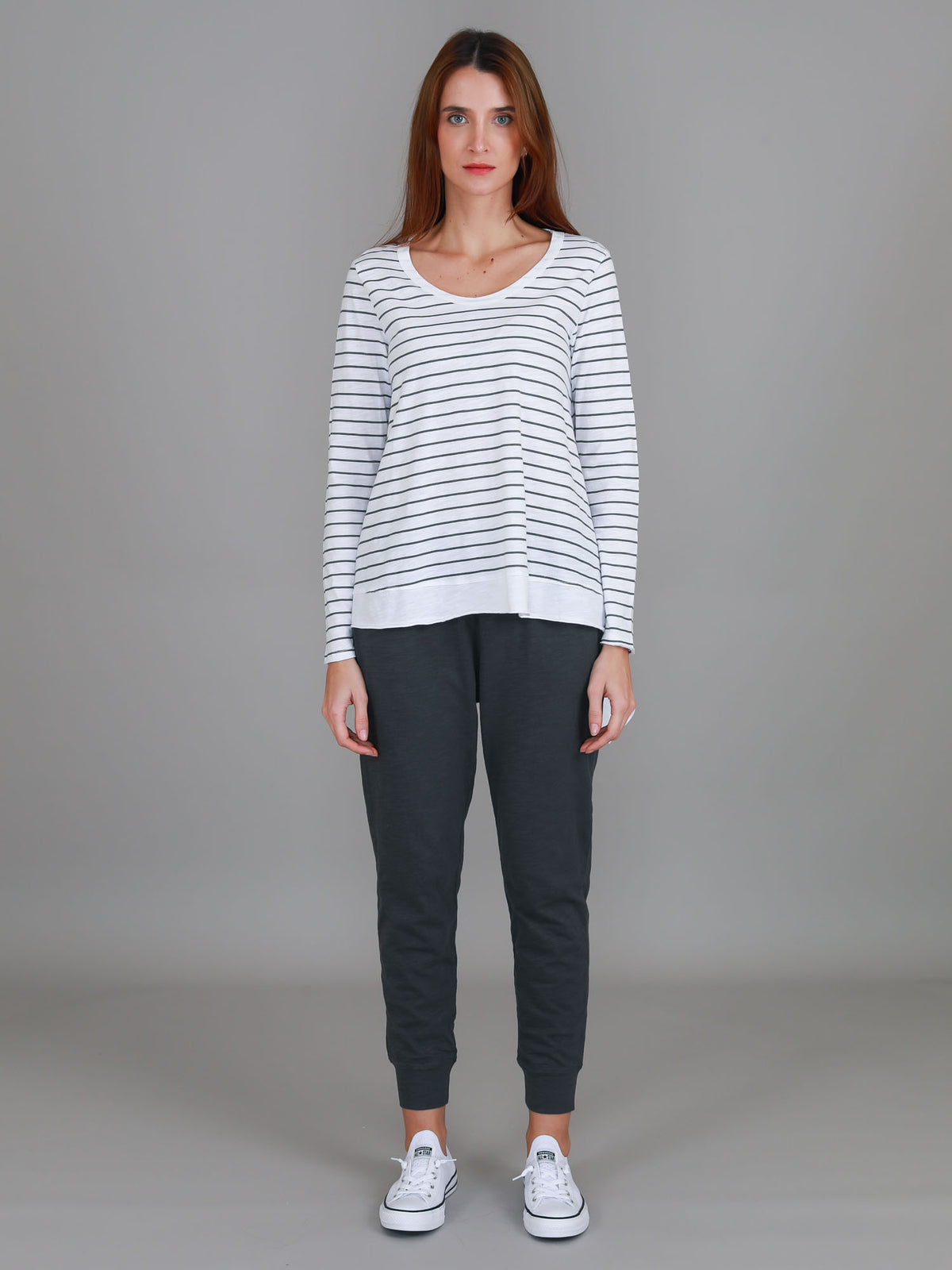 navy stripe asymmetric tee