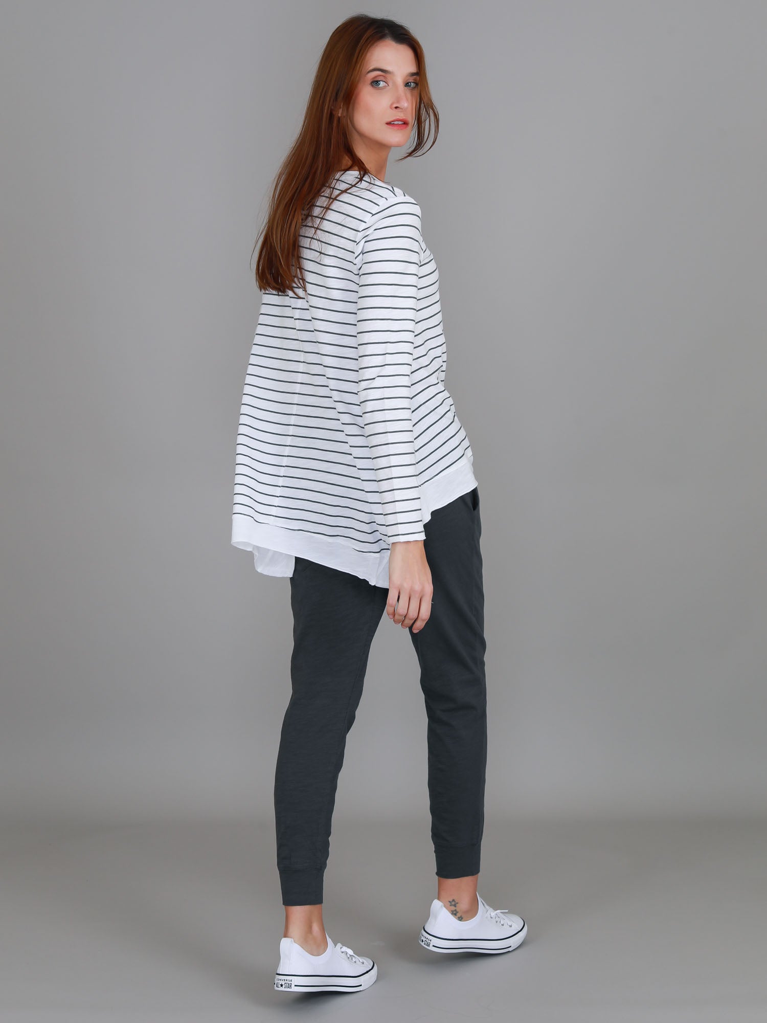 asymmetric hem top #color_stripe