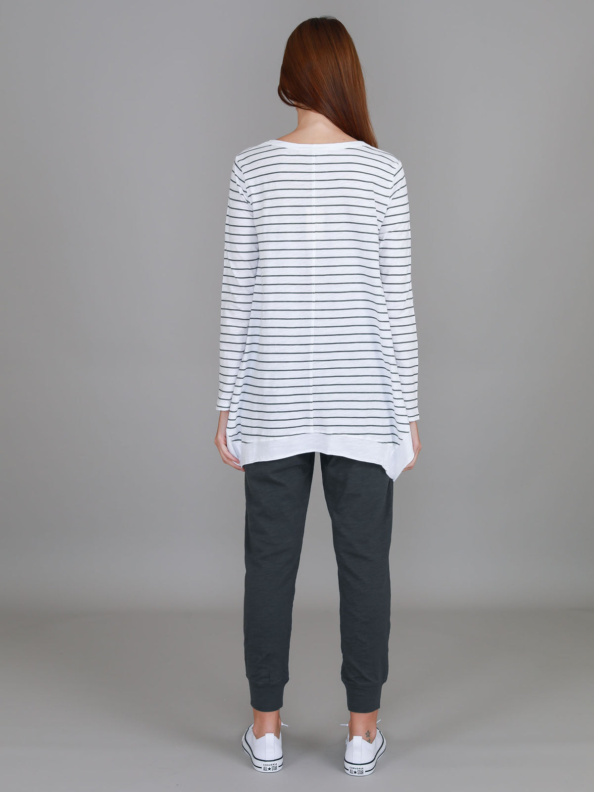 stripe longline asymmetric tee