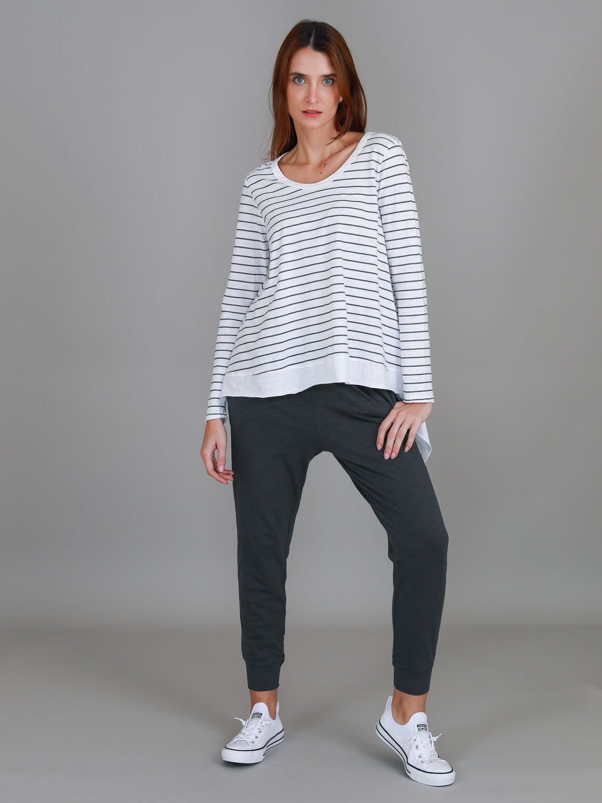 stripe scoop asymmetric tee