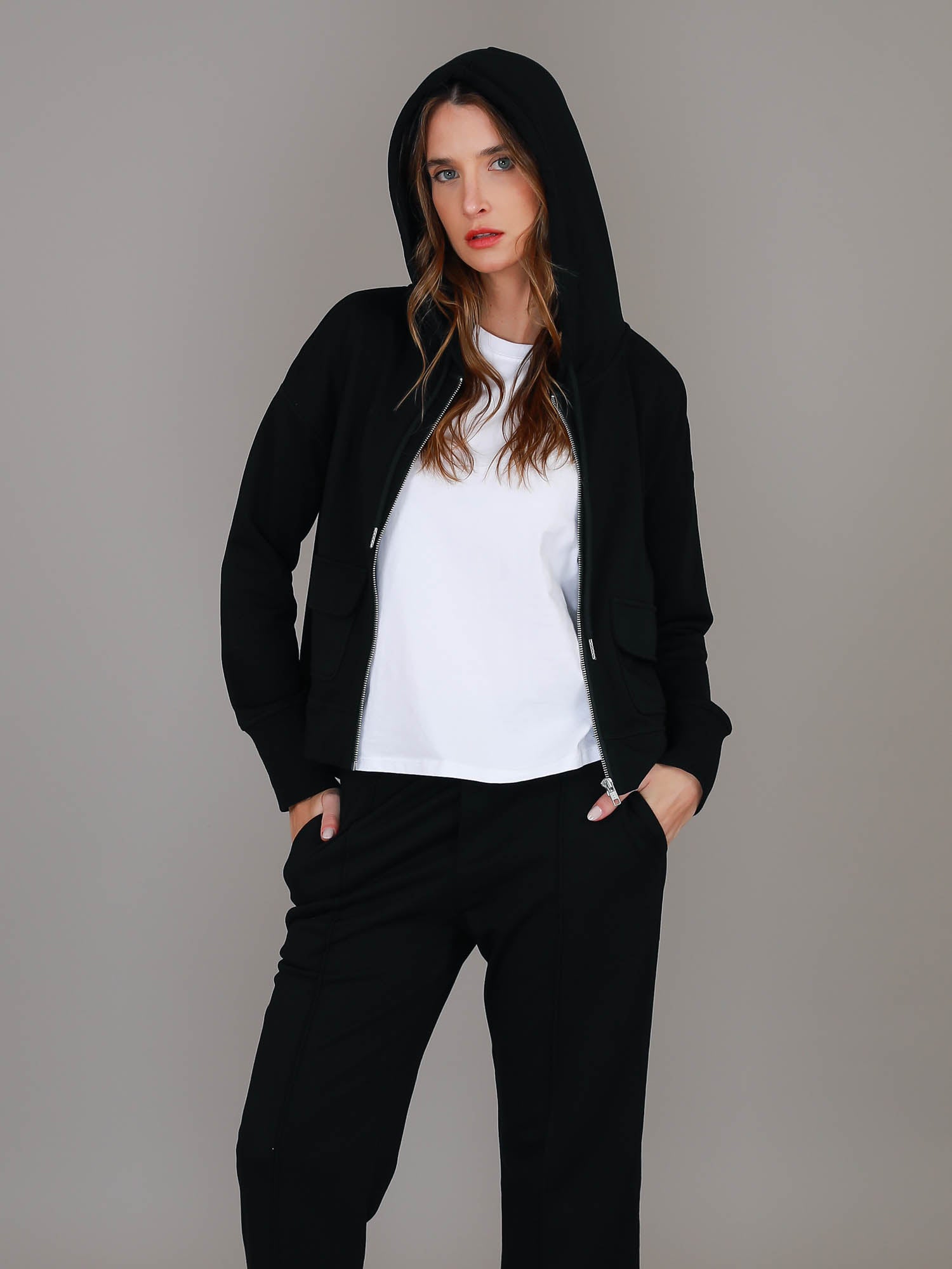 black zip up hoodie women #color_black