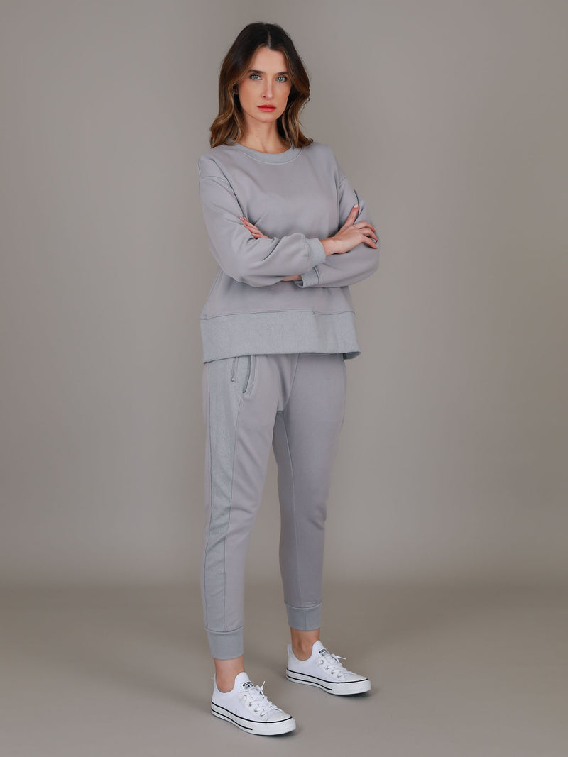 cropped crew neck sweatshirt #color_cool grey
