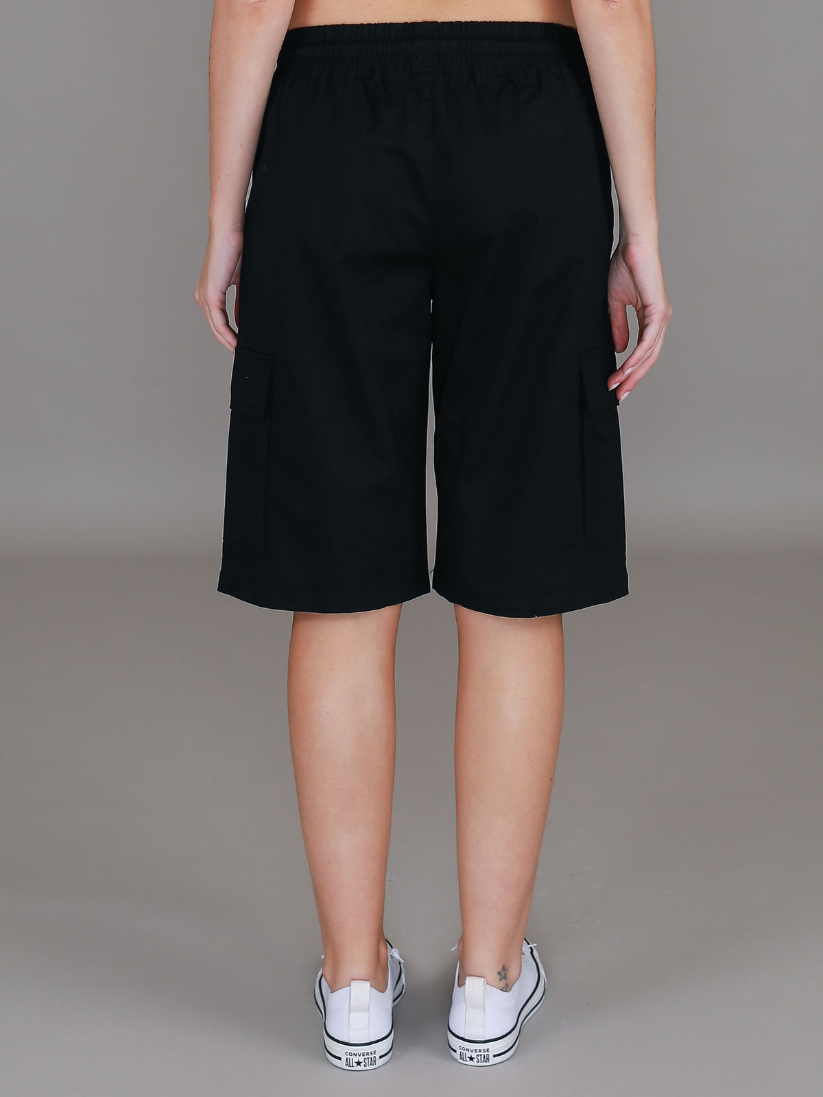 womens black cargo shorts #color_black