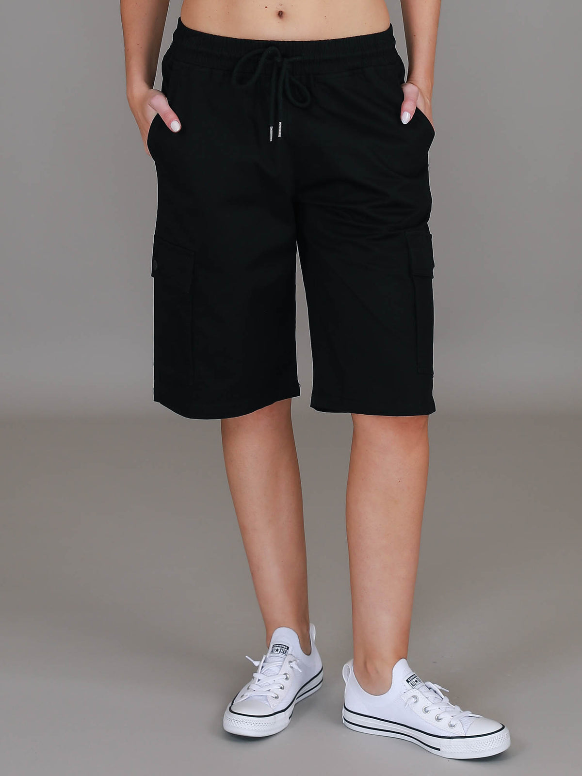 black cargo shorts women #color_black