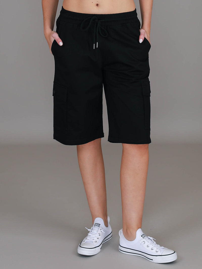 black cargo shorts women #color_black