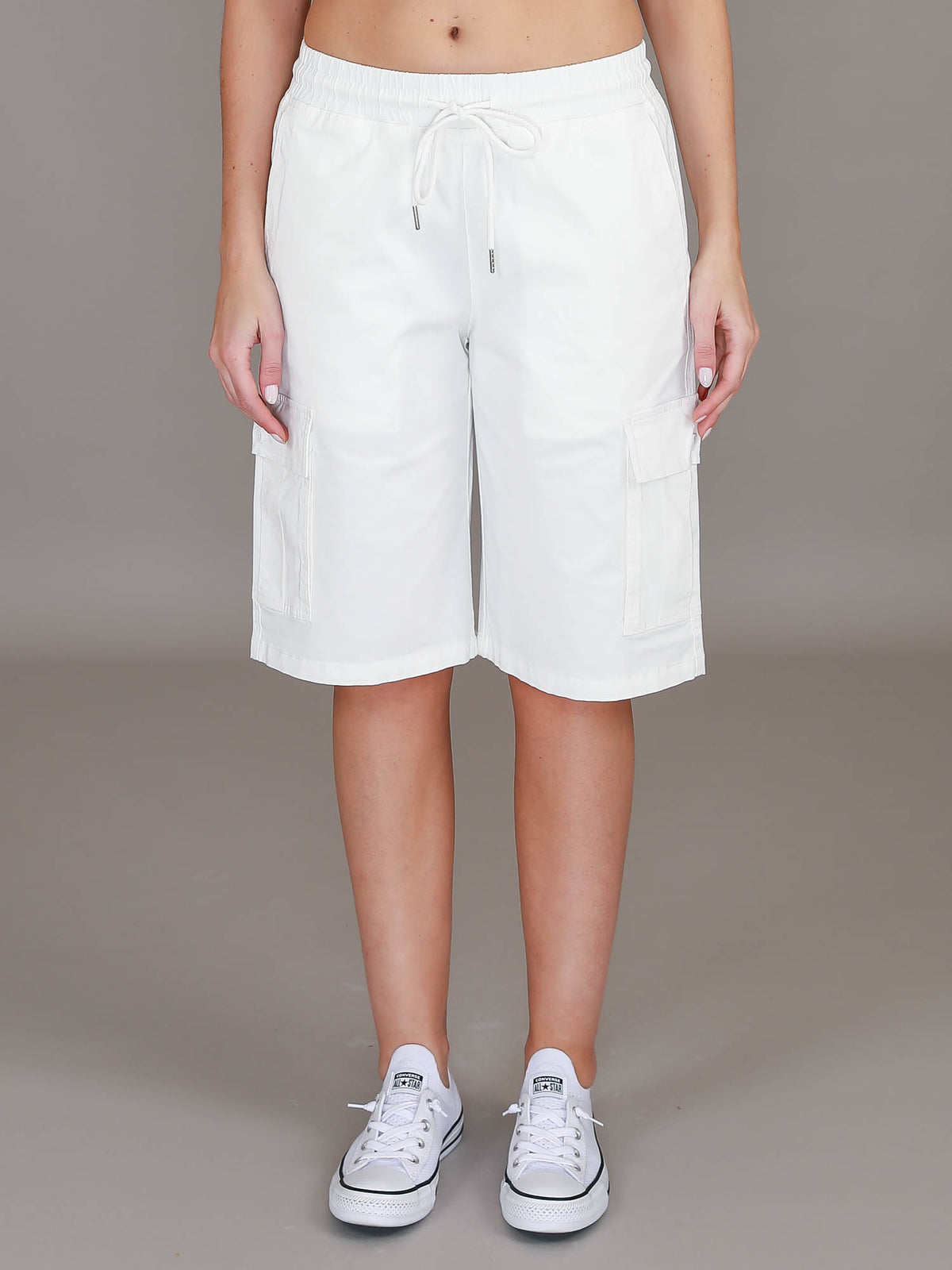 white cargo chino shorts #color_ivory white