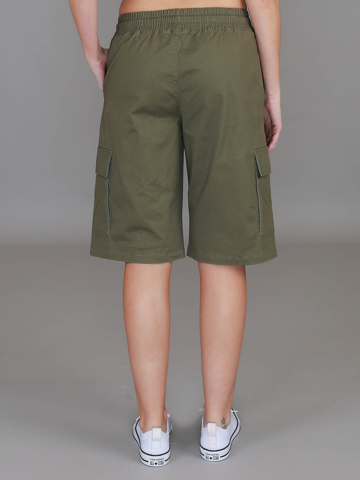 olive cargo shorts women #color_olive