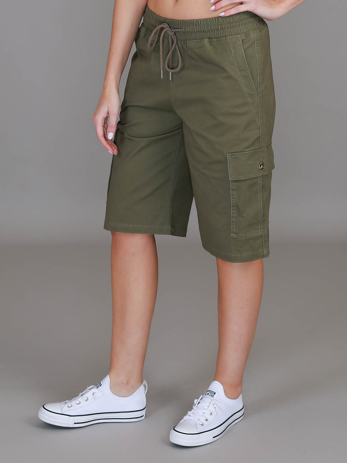 cotton cargo shorts olive #color_olive